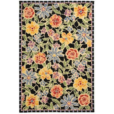 SAFAVIEH 2 ft. - 6 in. x 12 ft. Runner- Country and Floral Chelsea Black Hand Hooked Rug HK214B-212